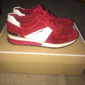 Red Suede Michael Kors Allie Trainers